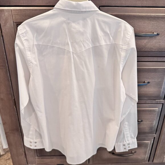 Wrangler Western Snap Shirt Youth XL White Pearl Snap Cowboy Rodeo Long Sleeve - Picture 4 of 4